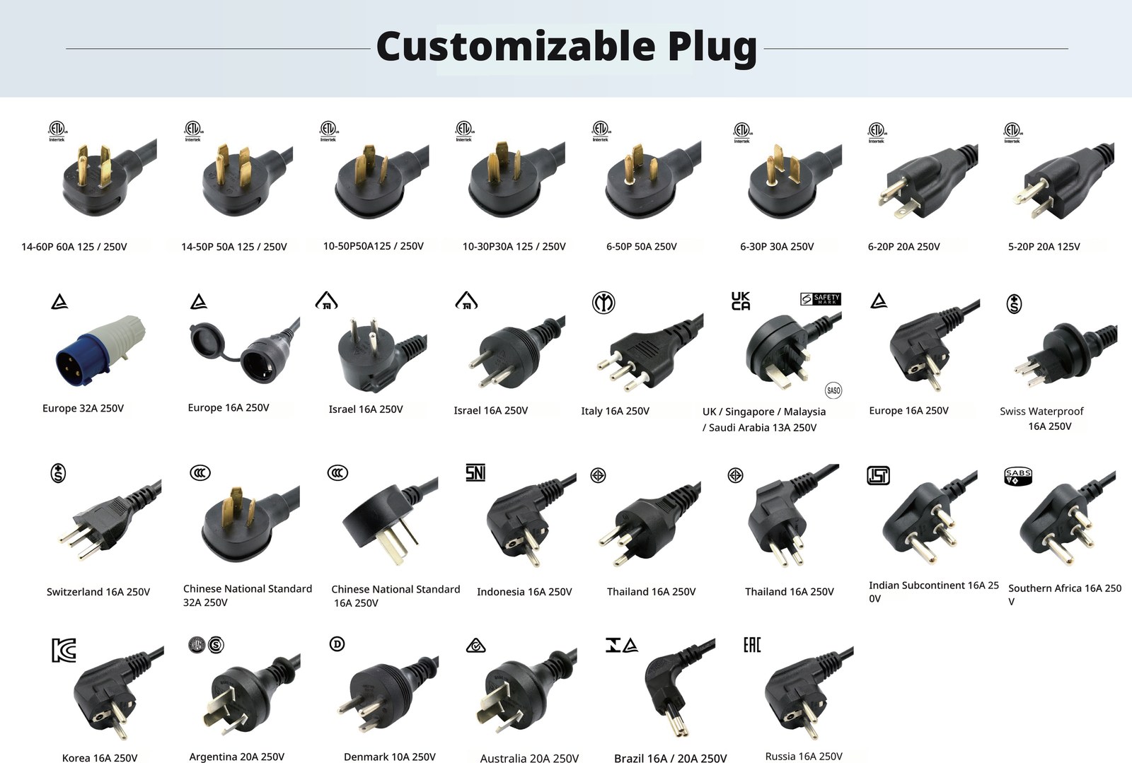 Customizable plug standards